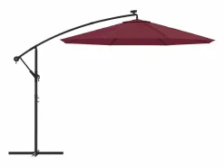 Garden Furniture Sombrilla|Carrickboy Sombrilla jardín voladiza con luces LED palo de acero rojo vino