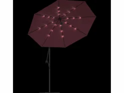 Garden Furniture Sombrilla|Carrickboy Sombrilla jardín voladiza con luces LED palo de acero rojo vino