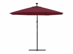 Garden Furniture Sombrilla|Carrickboy Sombrilla jardín voladiza con luces LED palo de acero rojo vino
