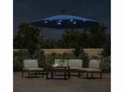Garden Furniture Sombrilla|Carrickboy Sombrilla voladiza con luces LED y poste de acero azul 300 cm