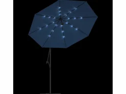 Garden Furniture Sombrilla|Carrickboy Sombrilla voladiza con luces LED y poste de acero azul 300 cm