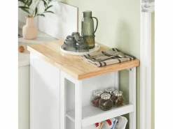 Sobuy Carrito Auxiliar de Cocina Tres estantes y una Puerta 60x40x90cm FKW75-WN ES Blanco Discount
