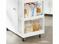 Sobuy Carrito Auxiliar de Cocina Tres estantes y una Puerta 60x40x90cm FKW75-WN ES Blanco Discount
