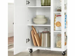 Sobuy Carrito Auxiliar de Cocina Tres estantes y una Puerta 60x40x90cm FKW75-WN ES Blanco Discount