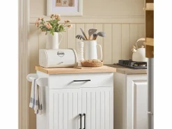 Sobuy Mueble Camarera|Carrito Auxiliar de Cocina con 2 Puertas 1 Cajón 1 Toallero y 4 Ruedas Carro de Servir Multiusos Armario de Cocina 74.5x 45,5 x 91 cm FKW119-WN ES