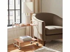 Carrito auxiliar plegable con ruedas - Estructura metálica blanca, 2 estantes laminados color Rayas adas – 72*66*43 cm - BAUHAUS^Don Hierro Discount