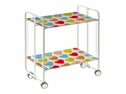 Don Hierro Carrito auxiliar plegable con ruedas - Estructura metálica blanca, 2 estantes laminados Decorado Corazones – 72*66*43 cm - BAUHAUS Multicolor Online
