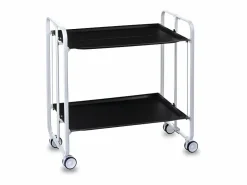 Carrito auxiliar plegable con ruedas - Estructura metálica blanca, 2 estantes s laminados – 72*66*43 cm - BAUHAUS^Don Hierro Discount