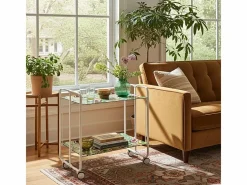 Don Hierro Mueble Camarera|Carrito auxiliar plegable con ruedas - Estructura metálica blanca, 2 estantes laminados Decorado Vintage 5 – 72*66*43 cm - BAUHAUS