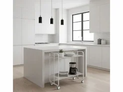 Carrito auxiliar plegable con ruedas - Estructura metálica gris, 2 estantes laminados color Fresno – 72*66*43 cm - BAUHAUS^Don Hierro Discount