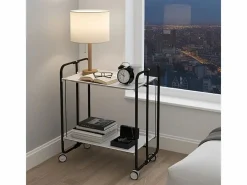Don Hierro Carrito auxiliar plegable con ruedas - Estructura metálica negra, 2 estantes s laminados – 72*66*43 cm - BAUHAUS Blanco Best