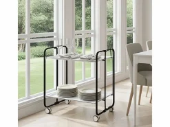 Don Hierro Carrito auxiliar plegable con ruedas - Estructura metálica negra, 2 estantes s laminados – 72*66*43 cm - BAUHAUS Blanco Best