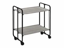 Don Hierro Carrito auxiliar plegable con ruedas - Estructura metálica negra, 2 estantes laminados color Fresno – 72*66*43 cm - BAUHAUS Marru00f3n Outlet