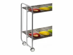 Carrito auxiliar plegable con ruedas - Estructura metálica gris, 2 estantes laminados Diseño Manzanas – 72*66*43 cm - BAUHAUS^Don Hierro New