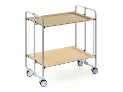 Don Hierro Carrito auxiliar plegable con ruedas - Estructura metálica gris, 2 estantes laminados color Haya – 72*66*43 cm - BAUHAUS Color natural claro Best