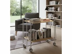 Don Hierro Carrito auxiliar plegable con ruedas - Estructura metálica gris, 2 estantes laminados color Haya – 72*66*43 cm - BAUHAUS Color natural claro Best