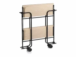 Don Hierro Carrito auxiliar plegable con ruedas - Estructura metálica negra, 2 estantes laminados color Haya – 72*66*43 cm - BAUHAUS Color natural claro New