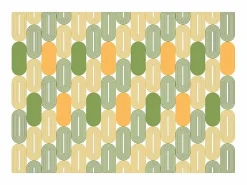 Carrito auxiliar plegable con ruedas - Estructura metálica blanca, 2 estantes laminados Decorado Óvalos naranjas y verdes – 72*66*43 cm - BAUHAUS^Don Hierro Outlet