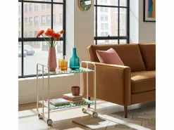 Carrito auxiliar plegable con ruedas - Estructura metálica blanca, 2 estantes laminados Decorado Zigzags colores – 72*66*43 cm - BAUHAUS^Don Hierro Sale