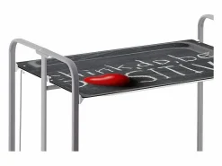 Don Hierro Mueble Camarera|Carrito auxiliar plegable con ruedas - Estructura metálica , 2 estantes laminados Decorado 