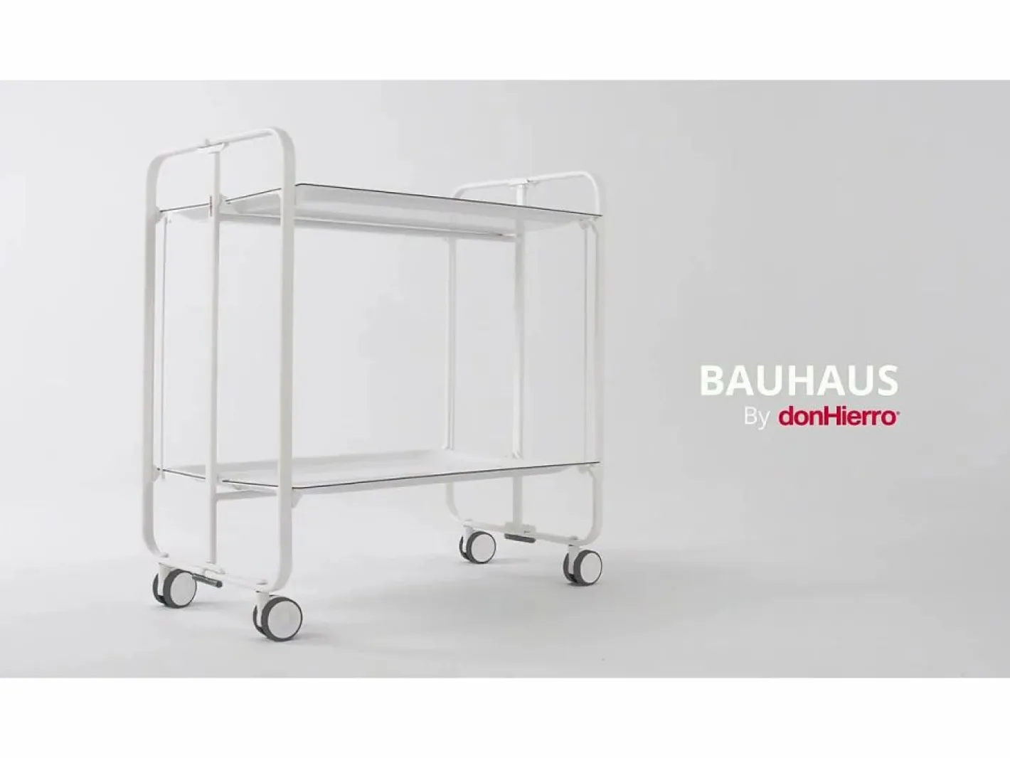 Carrito auxiliar plegable con ruedas - Estructura metálica blanca, 2 estantes s laminados – 72*66*43 cm - BAUHAUS^Don Hierro Clearance