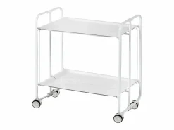 Carrito auxiliar plegable con ruedas - Estructura metálica blanca, 2 estantes s laminados – 72*66*43 cm - BAUHAUS^Don Hierro Clearance