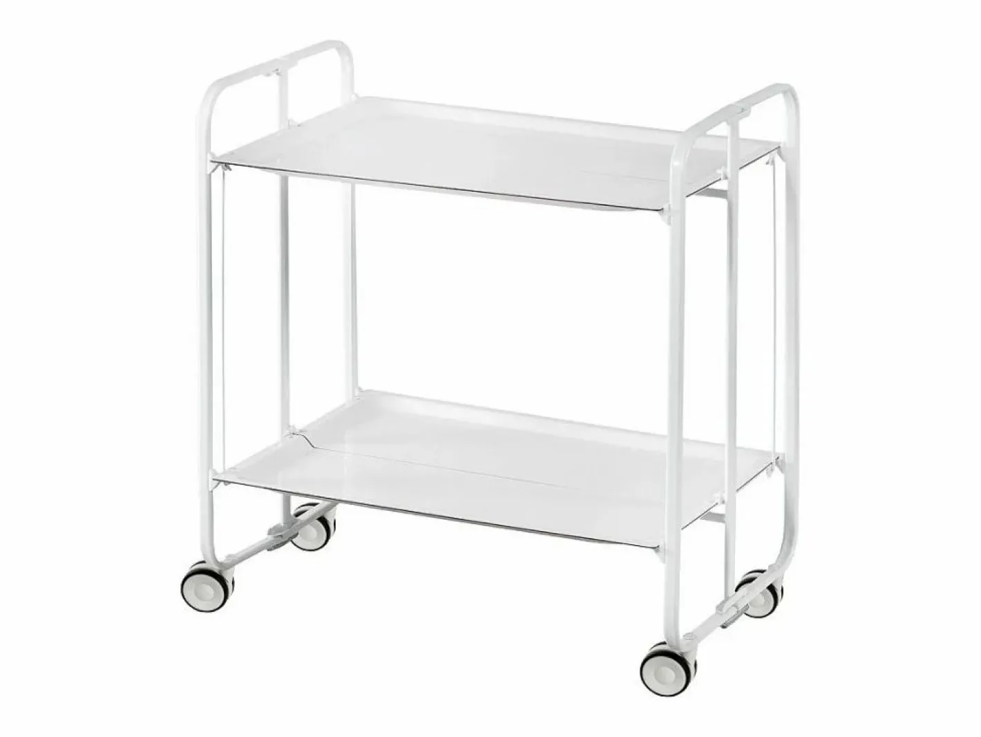 Carrito auxiliar plegable con ruedas - Estructura metálica blanca, 2 estantes s laminados – 72*66*43 cm - BAUHAUS^Don Hierro Clearance