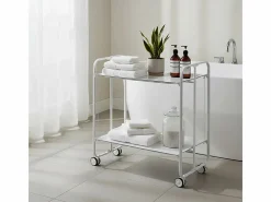 Carrito auxiliar plegable con ruedas - Estructura metálica blanca, 2 estantes s laminados – 72*66*43 cm - BAUHAUS^Don Hierro Clearance