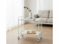 Carrito auxiliar plegable con ruedas - Estructura metálica blanca, 2 estantes s laminados – 72*66*43 cm - BAUHAUS^Don Hierro Clearance