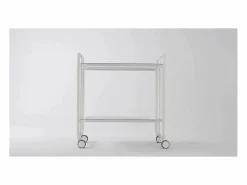 Carrito auxiliar plegable con ruedas - Estructura metálica blanca, 2 estantes s laminados – 72*66*43 cm - BAUHAUS^Don Hierro Clearance