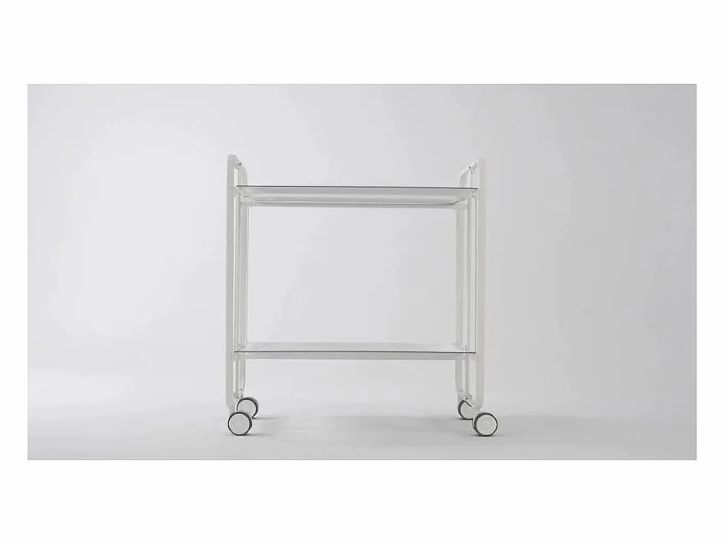 Carrito auxiliar plegable con ruedas - Estructura metálica blanca, 2 estantes s laminados – 72*66*43 cm - BAUHAUS^Don Hierro Clearance