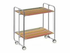 Don Hierro Mueble Camarera|Carrito auxiliar plegable con ruedas - Estructura metálica gris, 2 estantes laminados decorado Rayas – 72*66*43 cm - BAUHAUS