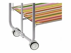 Don Hierro Mueble Camarera|Carrito auxiliar plegable con ruedas - Estructura metálica gris, 2 estantes laminados decorado Rayas – 72*66*43 cm - BAUHAUS