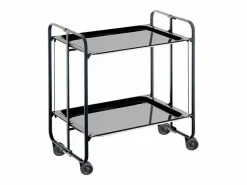 Don Hierro Carrito auxiliar plegable con ruedas - Estructura metálica negra, 2 estantes laminados s – 72*66*43 cm - BAUHAUS Negro