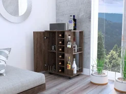 TuHome Carrito de Bar, Bar Cart, con botellero y ruedas Gris Discount