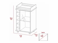 Carrito de Bar Dukat en melamina con 6 botelleros , 3 estantes y 4 ruedas , , 89 cm X 55 cm X 41.5 cm^TuHome New