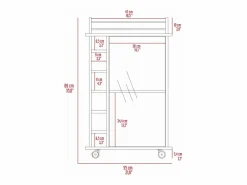 Carrito de Bar Dukat en melamina con 6 botelleros , 3 estantes y 4 ruedas , , 89 cm X 55 cm X 41.5 cm^TuHome New