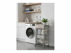 Don Hierro Carrito de cocina ALESIA – 3 cestas, 1 cajón y encimera color haya en acabado aluminio Gris Sale