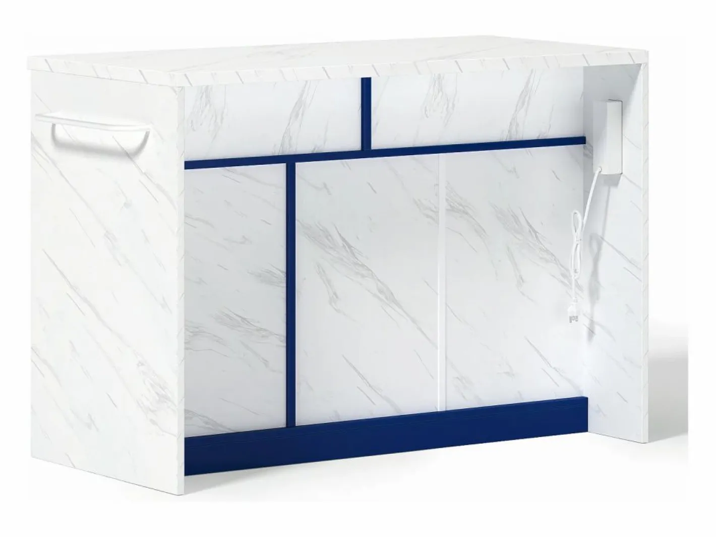 Carrito de cocina - Isla de cocina con 2 cajones y 3 puertas - toallero y cable de alimentación de 1,5 m Azul Best