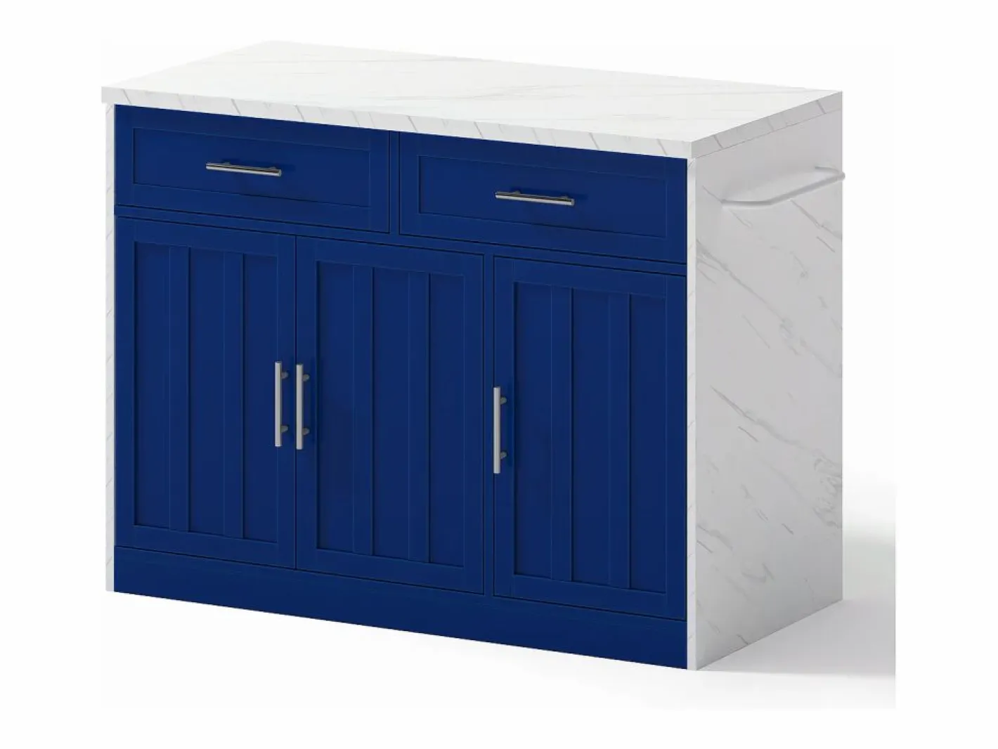 Carrito de cocina - Isla de cocina con 2 cajones y 3 puertas - toallero y cable de alimentación de 1,5 m Azul Best