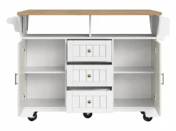Carrito de cocina con 2 puertas, 3 cajones y toallero, especiero, bandeja extensible^Hauss Spole Best