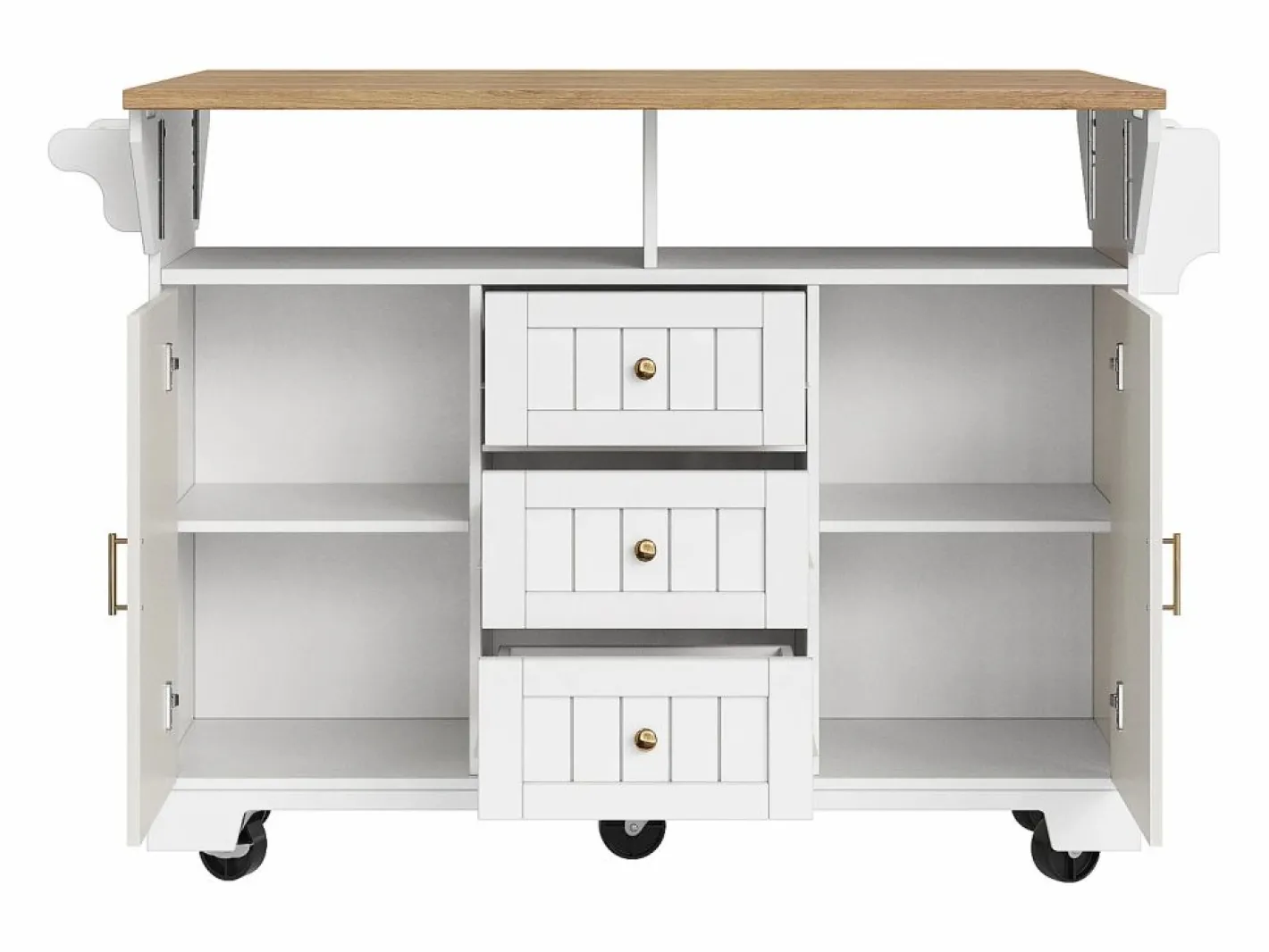 Carrito de cocina con 2 puertas, 3 cajones y toallero, especiero, bandeja extensible^Hauss Spole Best