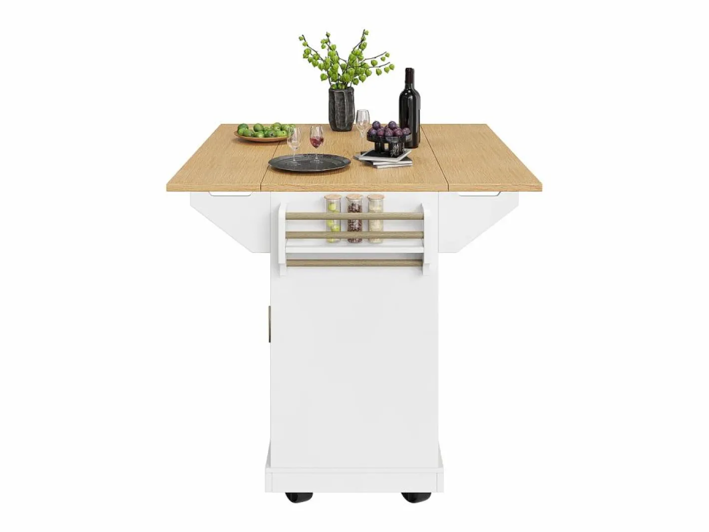 Carrito de cocina con 2 puertas, 3 cajones y toallero, especiero, bandeja extensible^Hauss Spole Best