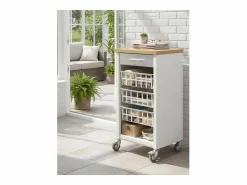 Don Hierro Carrito de cocina, carrito verdulero - color Blanco, Inox, Olmo - 93*48*34 cm - KARA Marru00f3n Clearance