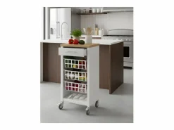 Don Hierro Carrito de cocina, carrito verdulero - color Blanco, Inox, Olmo - 93*48*34 cm - KARA Marru00f3n Clearance