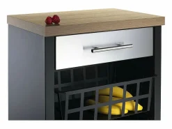 Don Hierro Mueble Camarera|Carrito de cocina, carrito verdulero - color Negro, Inox, Cerezo - 93*48*34 cm - KARA