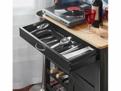 Sobuy Mueble Camarera|Carrito de Cocina Carrito de Servir con 3 Puertas y 1 cajón L67cmxH87cmxD38cm FKW45-SCH ES