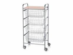 Don Hierro Mueble Camarera|Carrito de cocina, carrito verdulero - 4 cestas de gran capacidad - Gris aluminio, Haya - 86*44*30 cm - BEECH