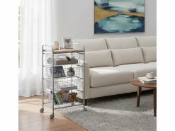 Don Hierro Mueble Camarera|Carrito de cocina, carrito verdulero - 4 cestas de gran capacidad - Gris aluminio, Haya - 86*44*30 cm - BEECH