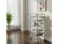 Don Hierro Mueble Camarera|Carrito de cocina, carrito verdulero - 4 cestas de gran capacidad - Gris aluminio, Haya - 86*44*30 cm - BEECH